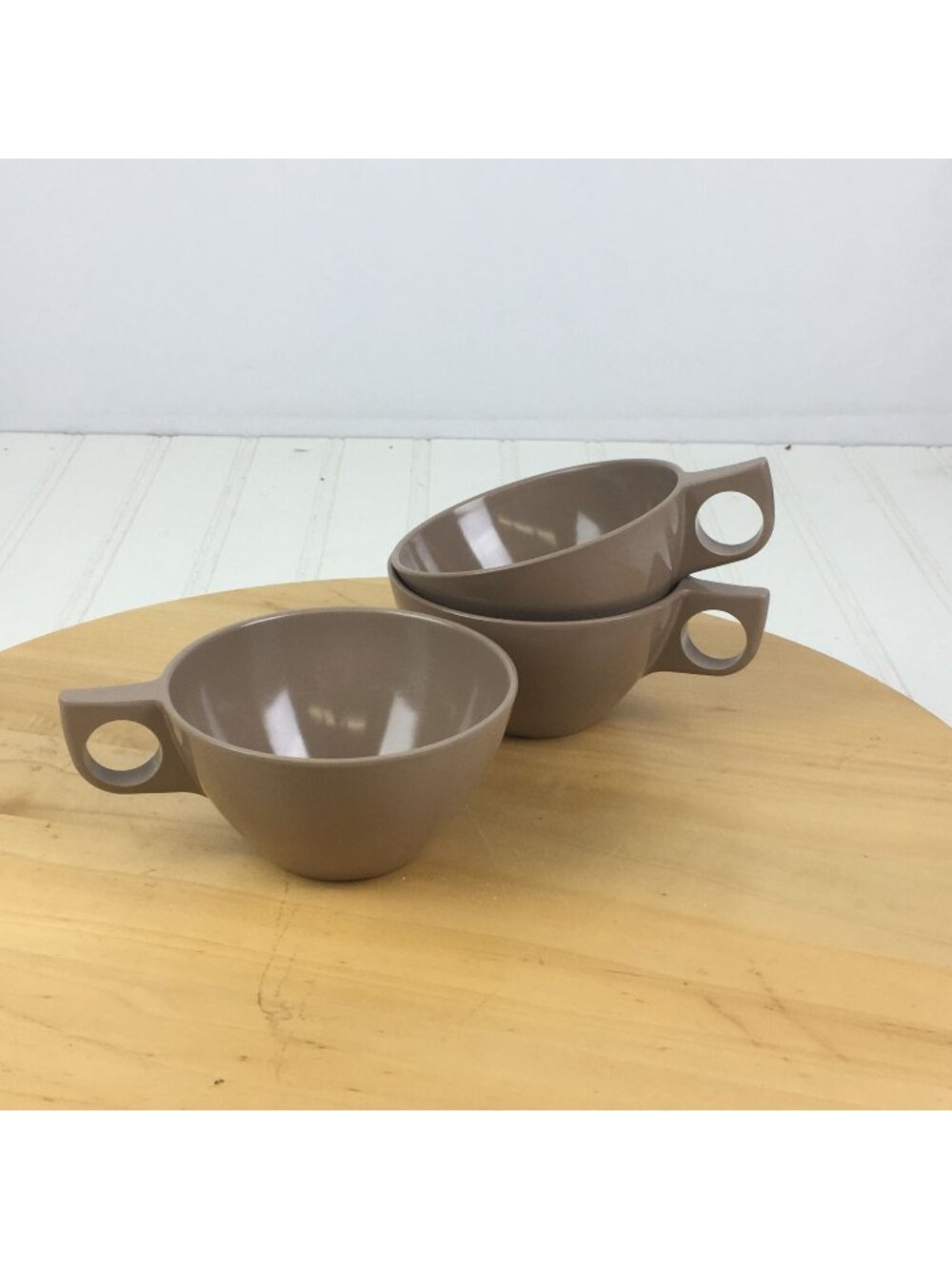 Vintage Boonton Melmac Brown Coffee Cups Mugs #8205-8 Lot of 3